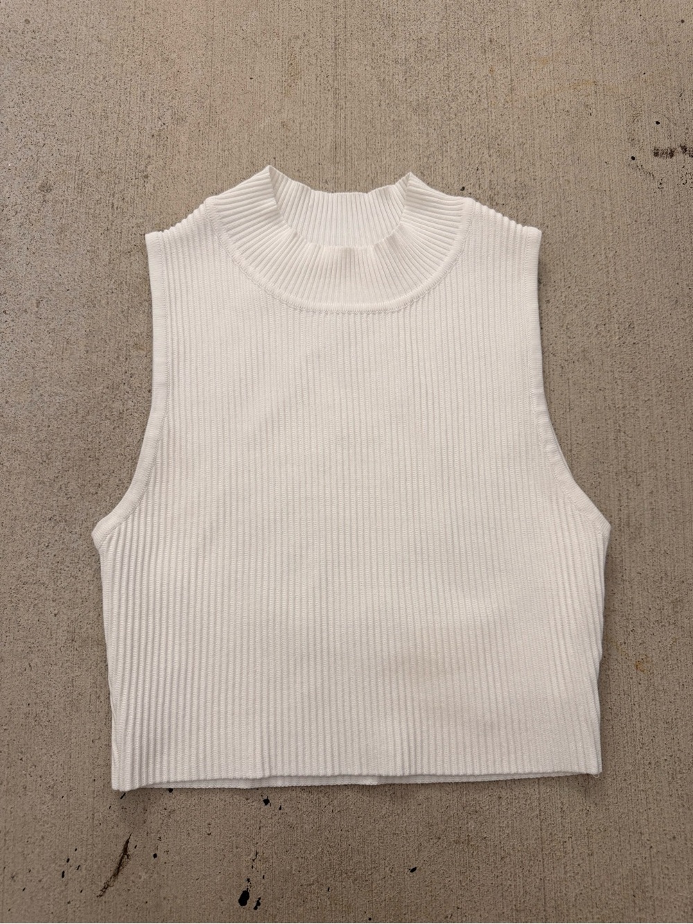 Sleeveless Ribbed Mock Neck Tank Top